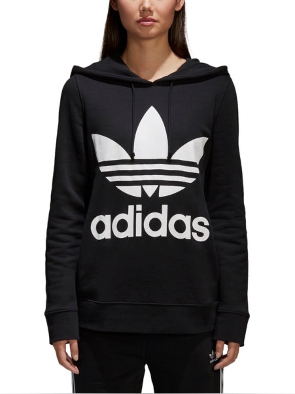 Adidas Women's Originals Trefoil Pullover Hoodie Black/White Small